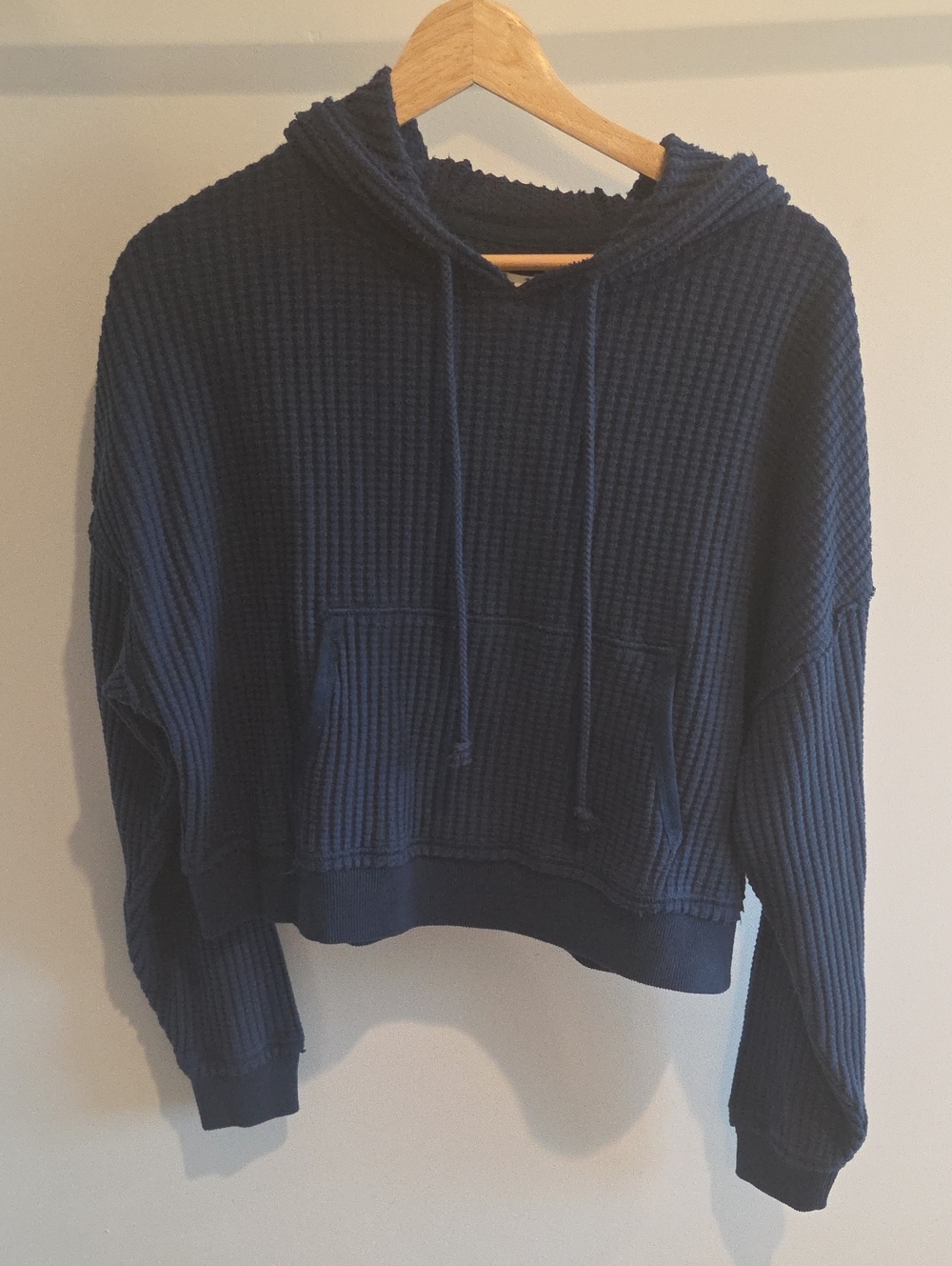 American Eagle Outfitters Navy Waffle-Knit Hoodie